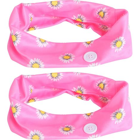 2 Pcs Bandes de Sport Yoga Polyester Rose Rouge avec Boutons Décoratifs (1/5)