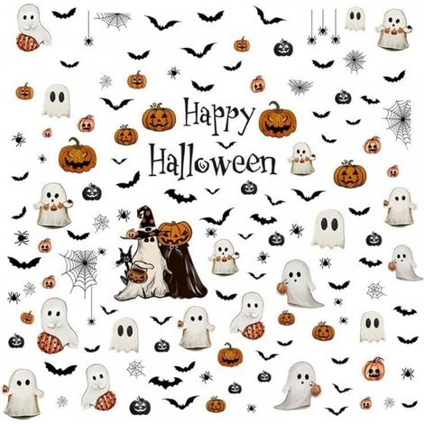 Autocollants de fenêtre d'Halloween, 137 pièces, motifs de fantômes, autocollants de fenêtre en PVC,accessoires de décoration (1/5)