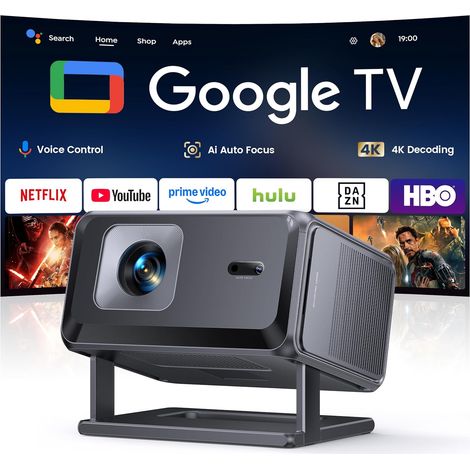 Vidéoprojecteur 4K Mini Projecteur Portable FHD 1080P Courte Focale, Contrôle Vocal, Rétroprojecteur Portable avec WiFi6, Bluetooth 5.4, Zoom 50 % pour Home Cinéma (1/5)