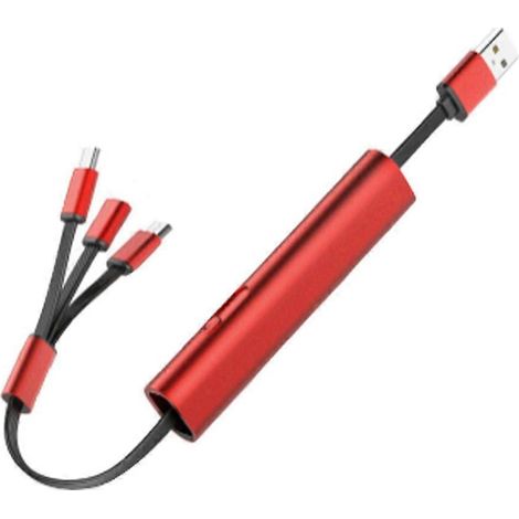 Câble de charge rapide, chargeur de voiture rétractable, câble de charge ultra-rapide pliable, compatible avec Android/tablettes (rouge) (1/5)