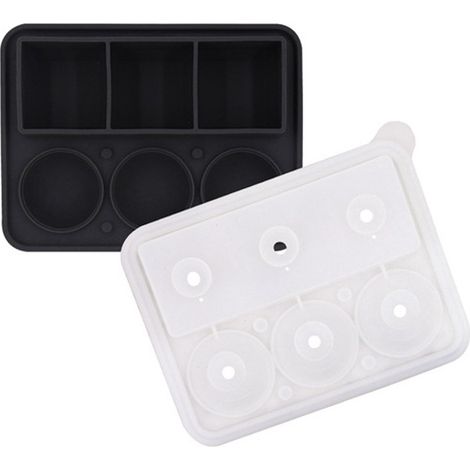 Matériau noir : Bac à glaçons créatif en silicone pour whisky, machine à glaçons 3+3 avec entonnoir à eau.