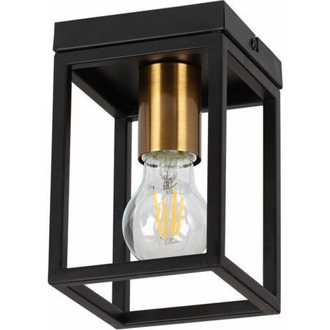 Plafonnier industriel Cage noir/laiton E27 Reality (1/4)