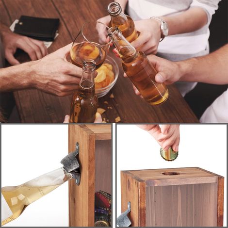 Boite De Rangement Pour Bouchons En Bois - Design Rustique Avec Fenetre Acrylique - Pour Décoration Intérieure Et Cuisines - 1 Pièce (1/5)