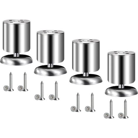 Gambe per mobili in acciaio inox a quattro sezioni, adatte per scrivanie, divani, tavoli, 80 mm, colore argento (1/5)