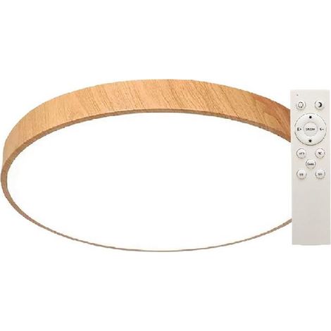 Runde LED-Deckenleuchte Andra 30W 3000K bis 6500K dimmbar Holzoptik