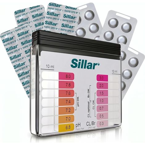 Testeur Piscine pH et Chlore – Trousse Analyse Eau avec 60 Pastilles Test Phenol Red et DPD1 – Compartiments Séparés pour Contrôle de la Qualité de l'Eau – Piscine et Spa (1/5)