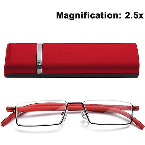 Halbrand-Lesebrille für Damen und Herren, leicht - 2,5 - elegantes Rot (1/5)