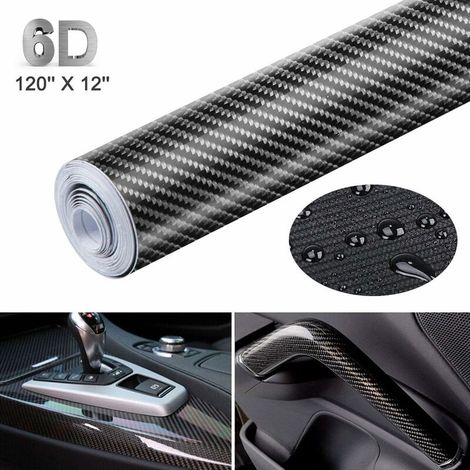 6D Film Autocollant Étanche de Voiture Adhésif Vinyle en Fibre de Carbone, Imperméable Antiadhésive pour Apparence et à l'Intérieur des Motos, des Ordinateurs, des Voitures, 3M x 0.3M (1/5)