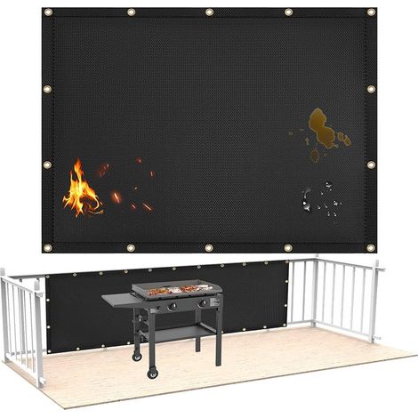 Pare-flamme pour barbecue (310ft/91.5305cm), protection ignifugée et étanche pour balcon et mur de cuisson (1/4)