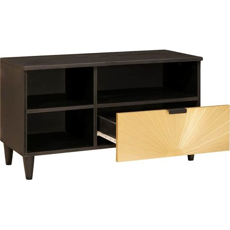 Maison Exclusive - Mobile TV Nero e Oro 80 x 33 x 46 cm Legno multistrato