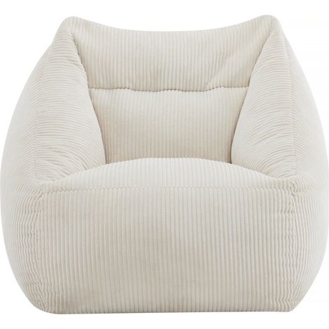 Habitat Et Jardin – Pouf en velours côtelé beige – 85 x 85 x 72 cm – Ultra moelleux – Forme cubique – Tissu anti bouloches