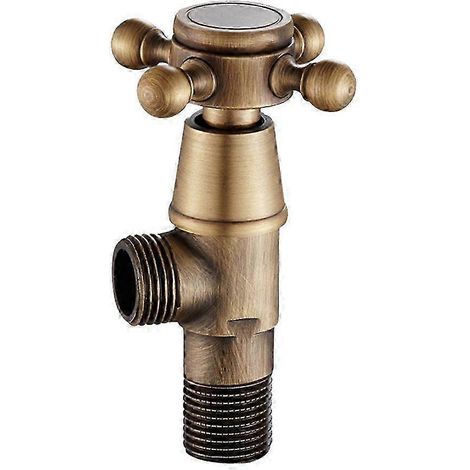 Robinet d'arrêt d'angle vintage en laiton massif pour salle de bain, pour toilettes ou évier de cuisine. (1/3)