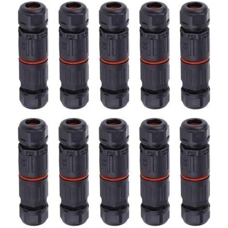 10 PCS IP68 Etanche Connecteur de Câble Electrique, Femelle 3 Broches Connecteurs Etanches Prise de Courant Extérieure Raccord de Connecteur Fil Etanche-Chrom (1/5)