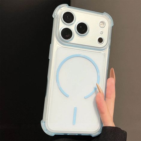 (iPhone 14 Pro Max) Coque de protection semi-transparente antichoc, fermeture magnétique, finition mate.