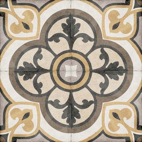 Aelle - Carrelage sol / mur effet ciment motif rosace 20x20 cm ART NOUVEAU MAJESTIC COLOUR - Vendu par boîte de 1 m² (1/5)