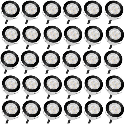 10 Spot LED Eclairage Extérieur Encastrable Sol Terrasse Bois,45mm Spots Encastré Extérieur Fait en IP67 DC12V 1W Avec Alimentation EU Pour Jardin Escalier Patio RGB (1/5)
