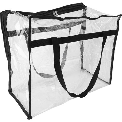 Sac de rangement transparent pour vêtements, couvertures, sac de rangement en PVC, organisateur de placard avec fermeture éclair et poignée, idéal pour un déménagement. (1/5)