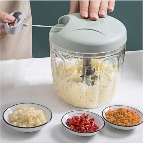 Hachoir Manuel - 900 ml - Lames Acier Inoxydable - Bol Sans BPA - Pour Légumes Oignons Noix - 1 Pièce (1/4)