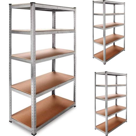 DASCK - Pack de 3 Estanterías Galvanizadas de 5 Baldas (180 x 90 x 40 cm cada una) Almacenamiento