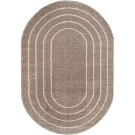 BOBOCHIC - Tapis poils long YUNA motif abstrait 160x229 Taupe (1/5)
