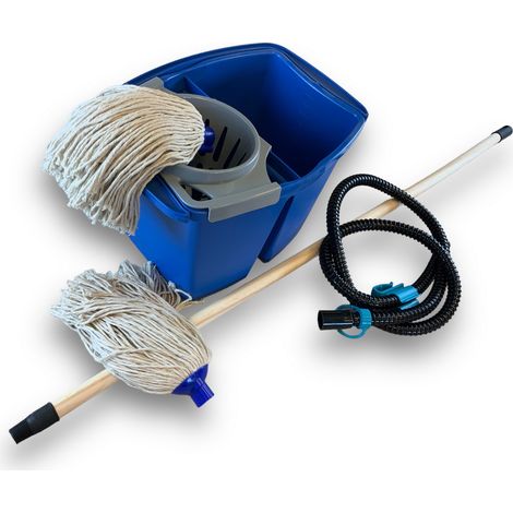 Kit Balai à Franges Espagnol Seau 2x7L + aquafill Manche 1,25m - Quantité x 1 - Seau double bacs pro avec Aquafil (1/5)