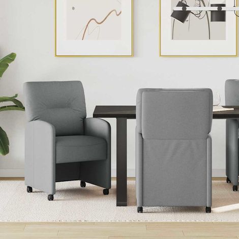 Esszimmerstühle mit Rollen 2 pcs Hellgrau 57 x 67 x 95 cm Stoff