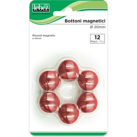 Lebez Magnetknöpfe MR-20 für Tafel Rot Ø 20 mm Blister 12 Stück