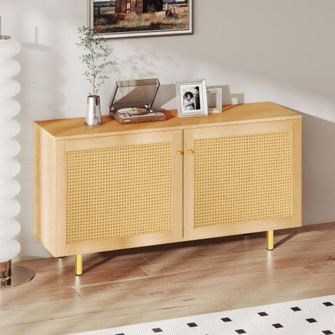 Buffet tissé, meuble de rangement à deux portes, buffet rustique pour la salle à manger. (1/5)