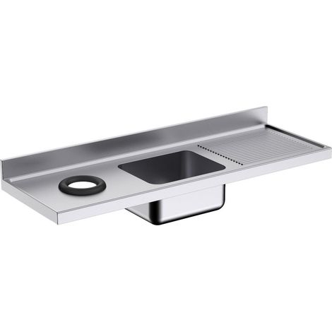 Plonge Inox avec Bac, Égouttoir et Trou Vide-Déchets - 1800 x 600 - Distform