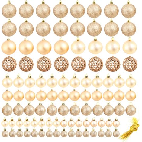 Lot de 100 boules de Noël roses/dorées 3/4/6 cm (1/5)