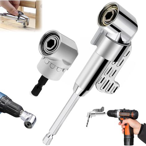 Set di 2 adattatori per trapano ad angolo retto, set di adattatori per trapano a 90 gradi (60 cm/140 cm), cacciavite ad angolo retto a 105 gradi, compatibile con trapani a batteria e