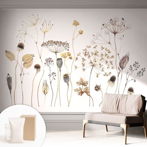 Tapete Vliestapete mit Kleber für Wohnzimmer Schlafzimmer Küche - Wanddekoration Wiesenblumen 312x219 cm (1/5)