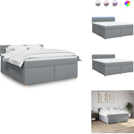 Sommier à lattes de lit avec matelas Gris clair 180x200cm Tissu - Sommier À Lattes De Lit - Sommiers À Lattes De Lit - Lit - Meuble De Chambre À Coucher (1/5)