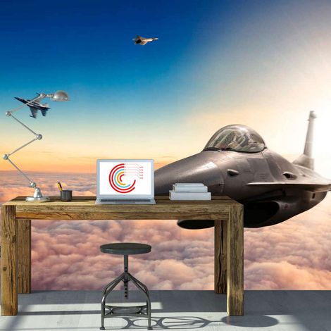 Papier peint avions de chasse f16 - 150 x 105 cm (1/4)