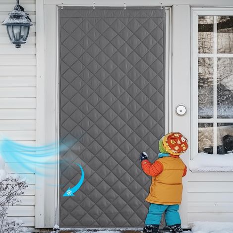 Rideau Thermique Isolant Anti Froid, Couverture de Porte Insonorisée Imperméable Coupe-Vent pour Maison Chambre, Protection Épaisse Contre Le Froid, 1 PC, Gris, 90x200cm (1/5)