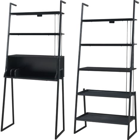 Ensemble de 2 meubles avec bureau et étagère échelle noir (1/5)