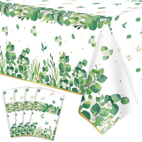 Lot de 4 sets de table Eucalyptus Sauge Vert 130x220cm pour Fêtes & Déco