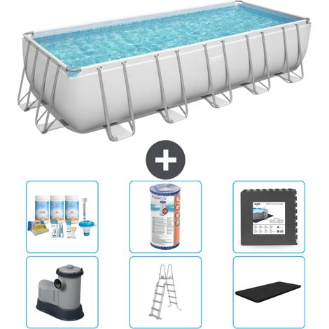 Piscine Rectangulaire Bestway Power Steel - 640 x 274 x 132 - Grise - Comprend des Accessoires CB31 (1/4)