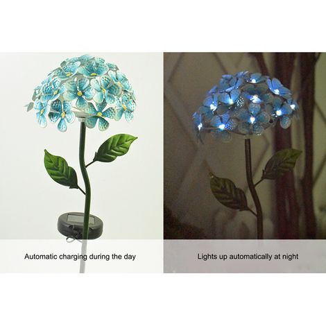 Solarleuchten in Form von künstlichen Hortensien, dekorative Garten- und Terrassenbeleuchtung, LED-Lichterkette für den Außenbereich, Rasenblumen-Set, wasserdicht, kabellos (1/5)
