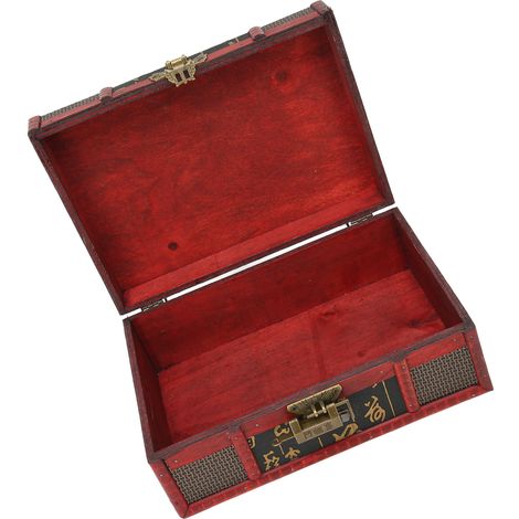 Boîte à bijoux en bois style chinois ancien avec fermoir - Coffret de rangement pour bijoux et accessoires de beauté (1/5)