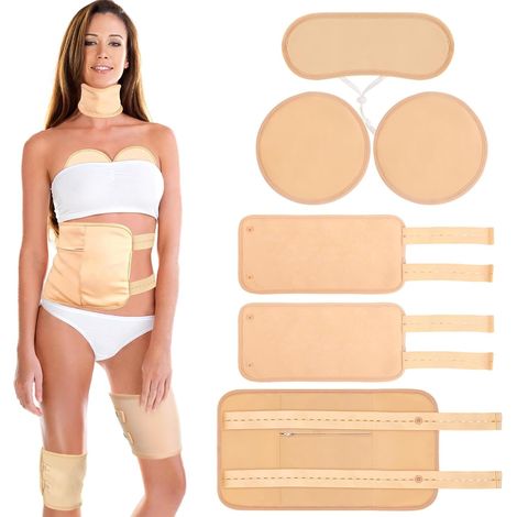 6 pièces d'huile de ricin Pack Wrap coton biologique pour le ventre, le cou, le sein et tout le corps, Kit de coussinets réutilisables pour compresser chaud / froid avec sangle élastique réglable