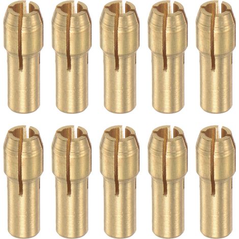 10pcs Laiton Pince 3mm Laiton Perceuse Mandrins Mini Électrique Broyeur Rapide Changement Perceuse Mandrin Bit Ensembles pour Rotatif Outils, 4,8 mm Tige Diamètre (1/5)