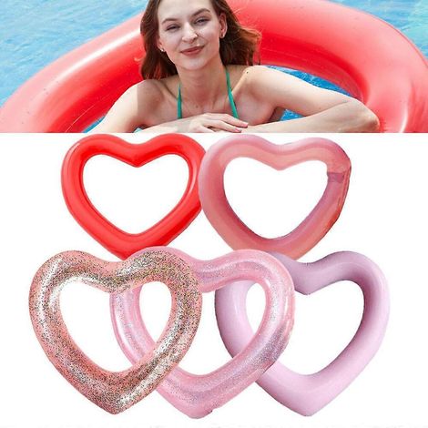 Bouée gonflable en forme de cœur pour piscine, idéale pour l'été un accessoire flottant conçu pour les activités nautiques récréatives.-AquaForge (1/5)