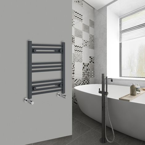 WarmeHaus Straight Anthracite Bathroom Ladder Radiator 600x500mm (1/5)