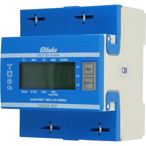 Compteur d’énergie triphasé Eltako DSZ15D-3x80A avec écran, MID