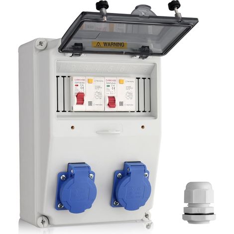Coffret Électrique de Chantier IP66, 2 prises Schuko  Double Protection Interrupteur Différentiel + Disjoncteur(FI+LS), Boîtier ABS Robuste IP66, Prises IP54, Câblage Serti (1/5)