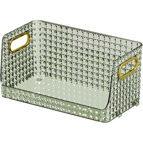 Organisateur de cosmétiques grande capacité, base stable, motif géométrique, PET, vert foncé (1/5)