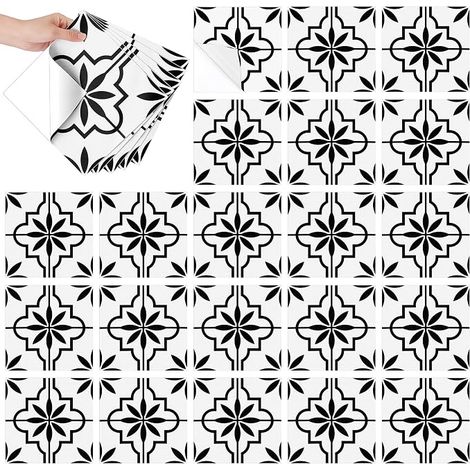 40 x 8x8 inch Self Adhesive PVC Floor Tiles Vinyl Flooring Tile Geometric Square Tiles Waterproof and Non-Slip for Bathroom Kitchen (1/5)