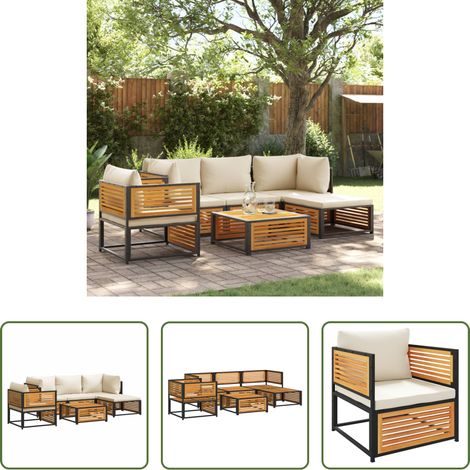 vidaXL Set de sofás de jardín con cojines 6 pzas madera maciza acacia (1/5)