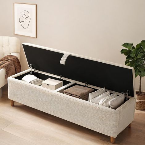 Banco con almacenaje 145 cm beige 145 x 38 x 46 cm (1/5)